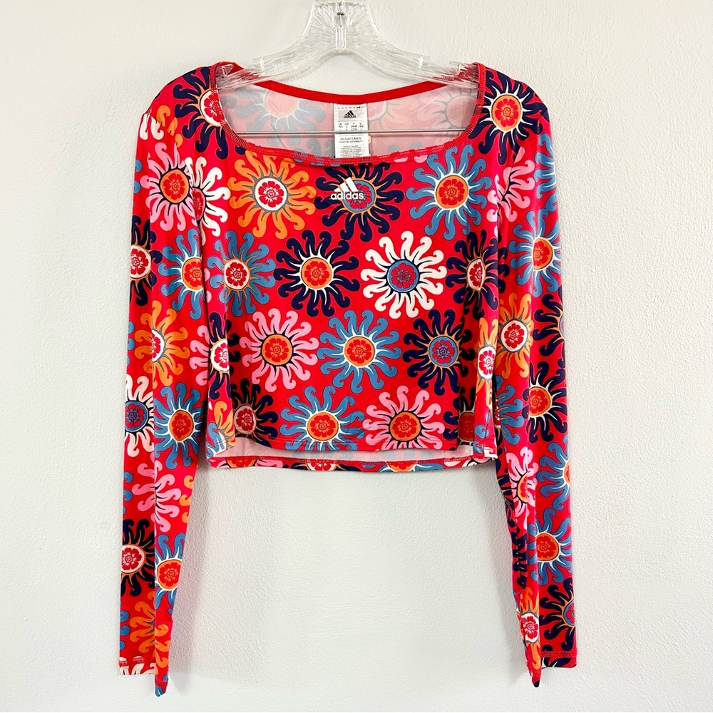 FARM RIO + ADIDAS 🪅 NWT Long Sleeve Cropped Athletic Top - Size L